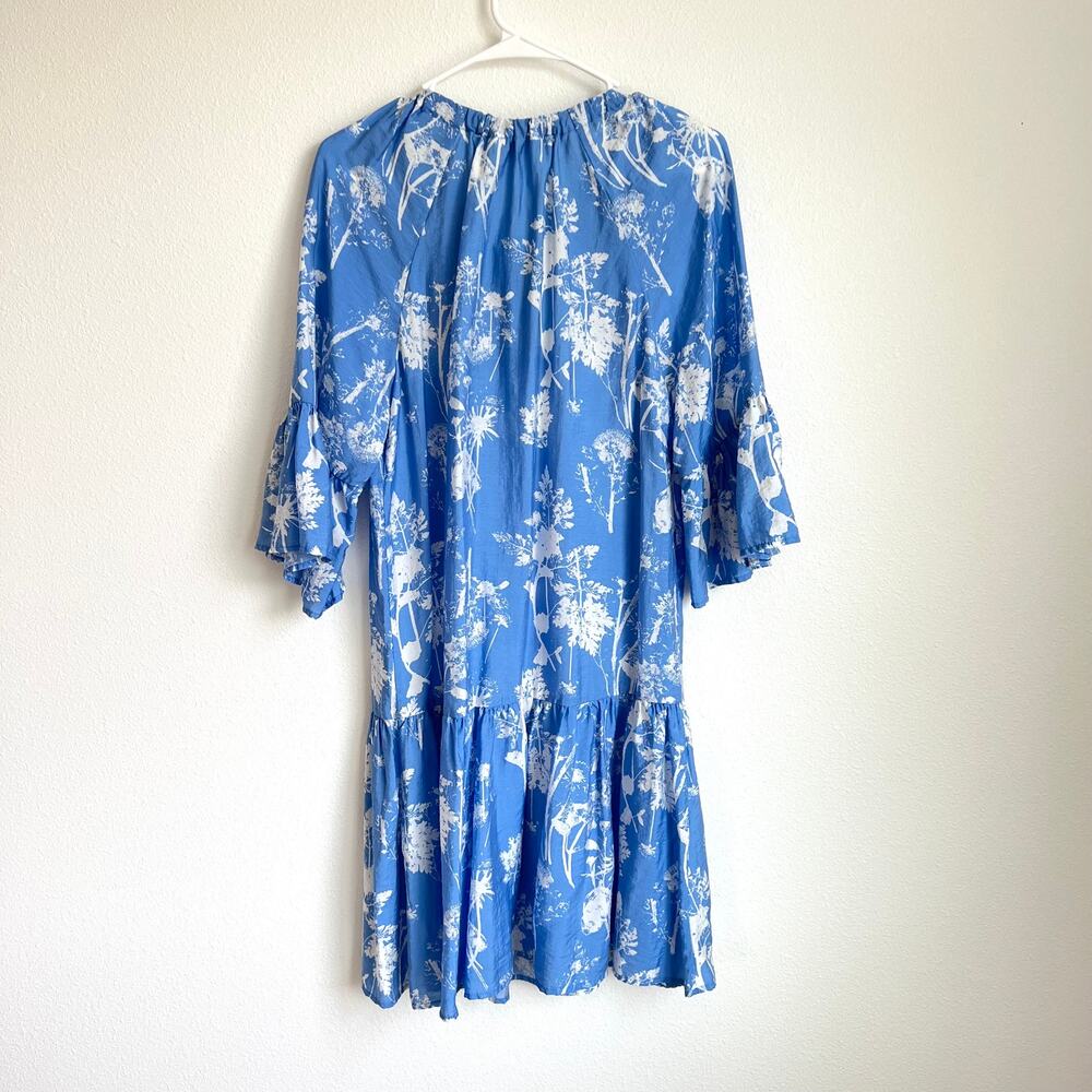 & Other Stories Blue Ruffle Floral Mini Dress Women's Size Small - Picture 4 of 9